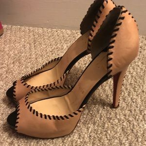 Louboutin pink open toe heels size 38.5